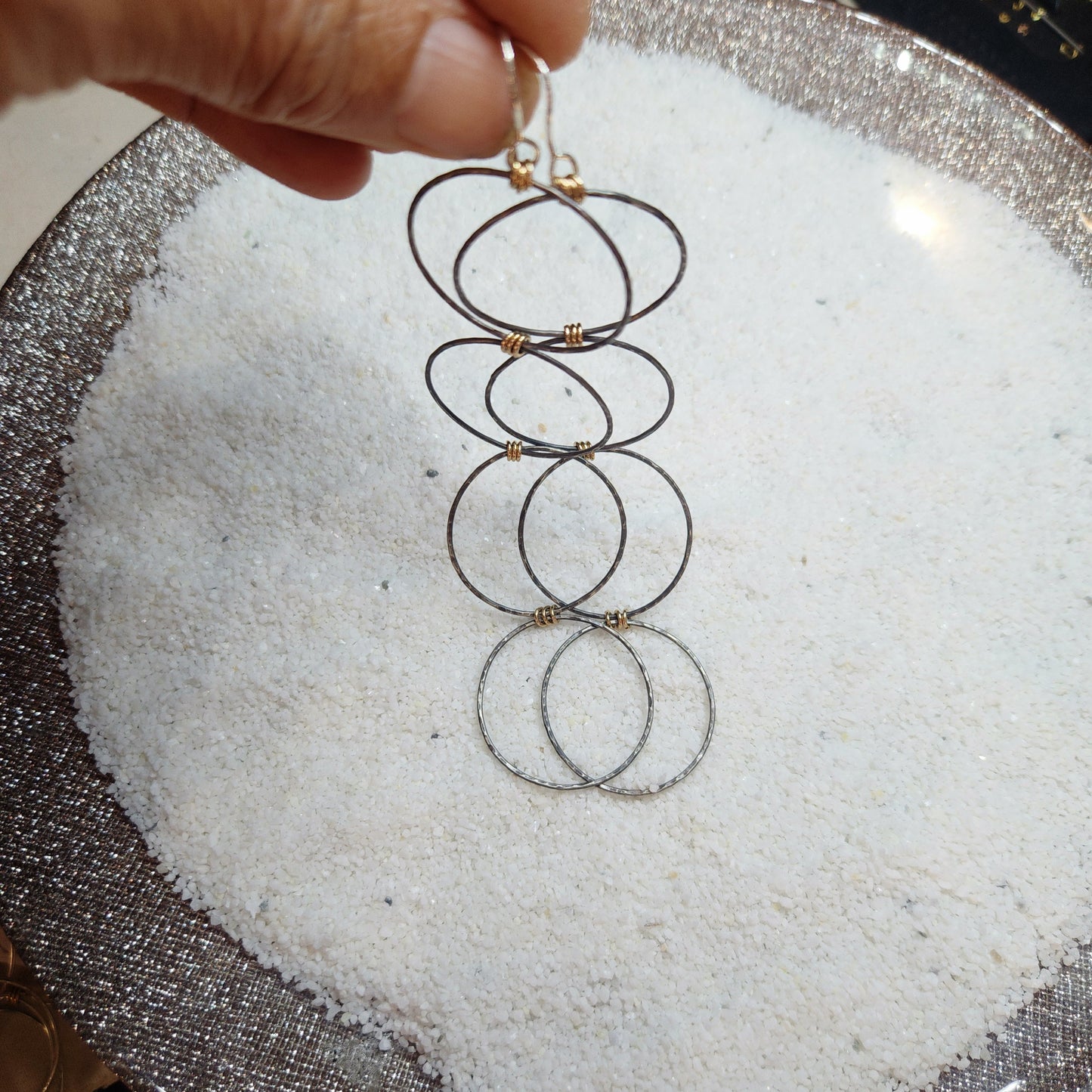 Signature Cocktail Shoulder Duster Earrings – Argentium Silver & Gold-Fill | Extra Long Statement Hoops