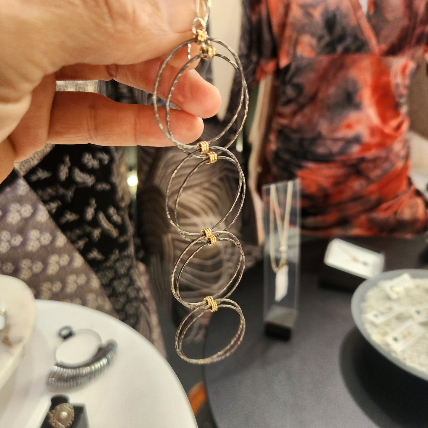 Signature Cocktail Shoulder Duster Earrings – Argentium Silver & Gold-Fill | Extra Long Statement Hoops