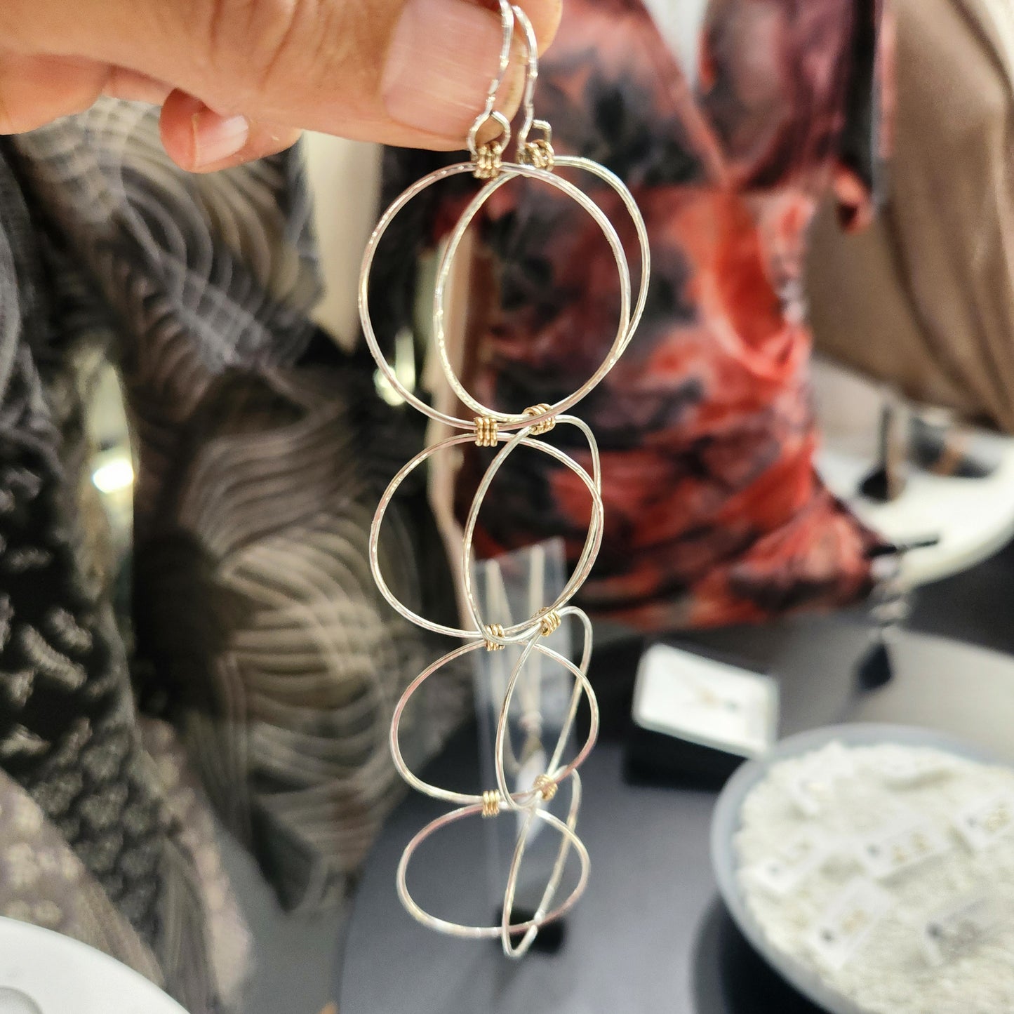 Signature Cocktail Shoulder Duster Earrings – Argentium Silver & Gold-Fill | Extra Long Statement Hoops