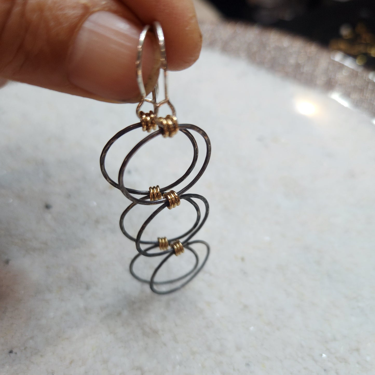 Linear Luxe: Day Edition Shoulder Dusters – Short Argentium Silver & Gold-Fill Statement Earrings