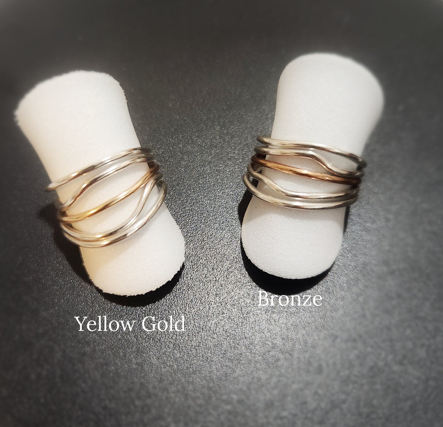 5 Strand Stacked Wave Ring – Argentium Silver with Yellow Gold or Bronze Accent | Modern Mixed Metal Statement Ring