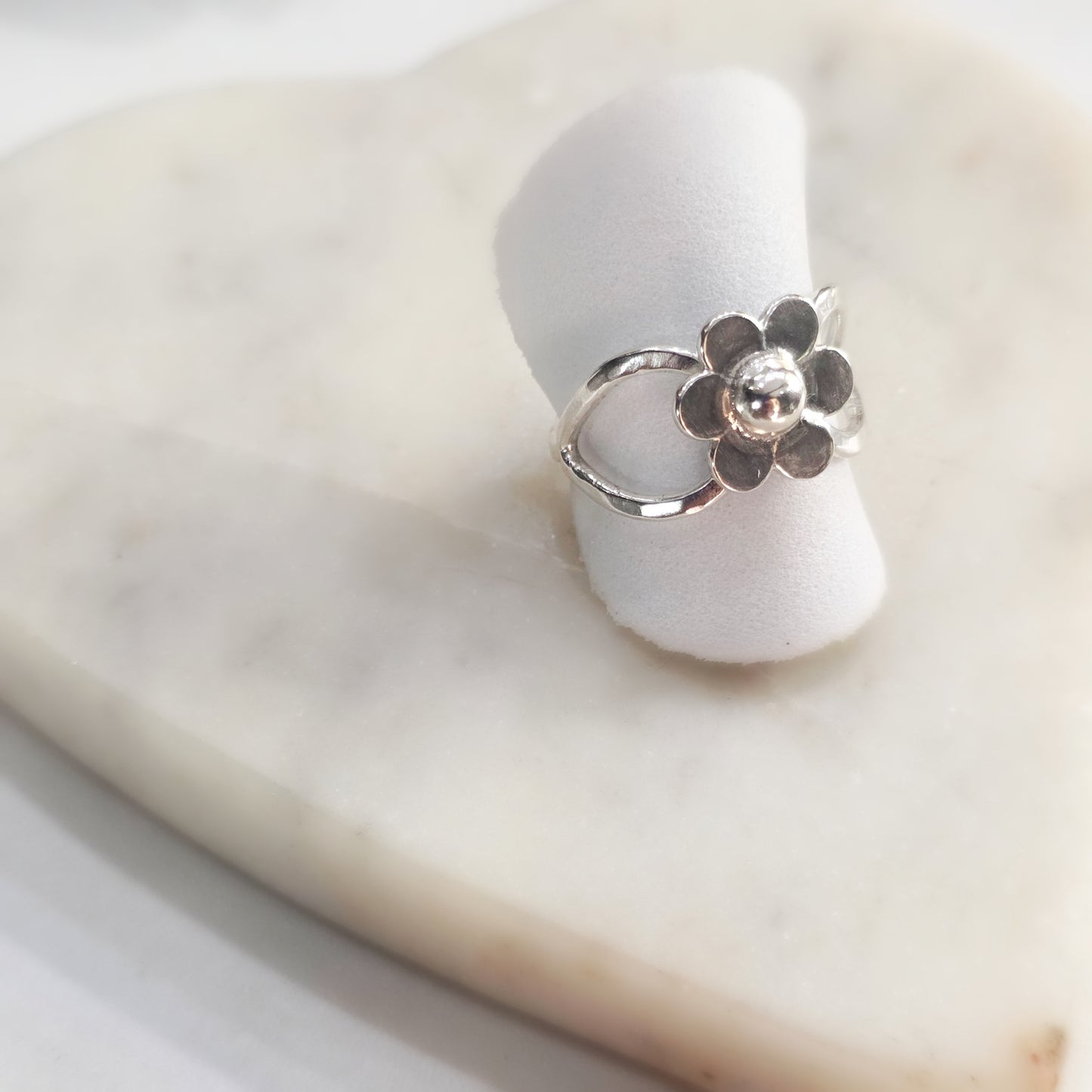 Andra Bloom Ring – handmade floral statement ring in Argentium silver