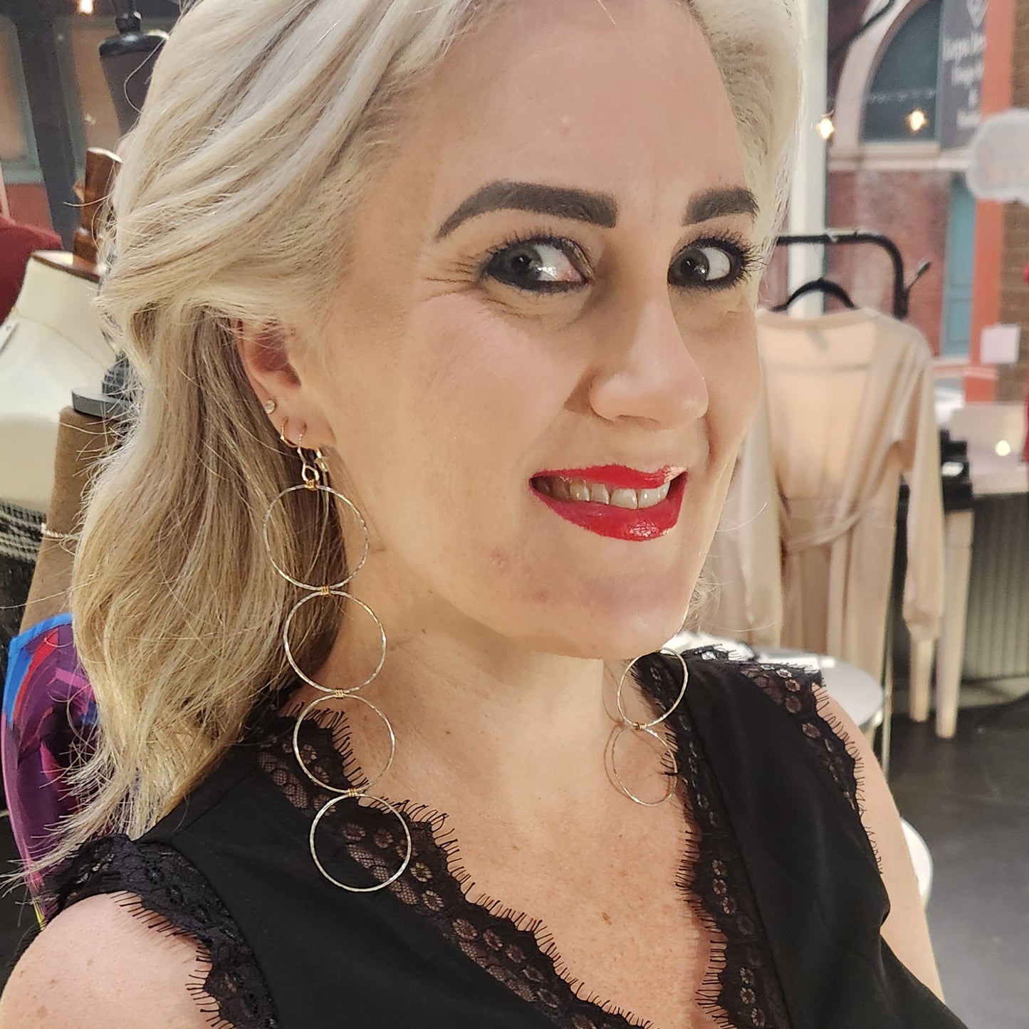 Signature Cocktail Shoulder Duster Earrings – Argentium Silver & Gold-Fill | Extra Long Statement Hoops