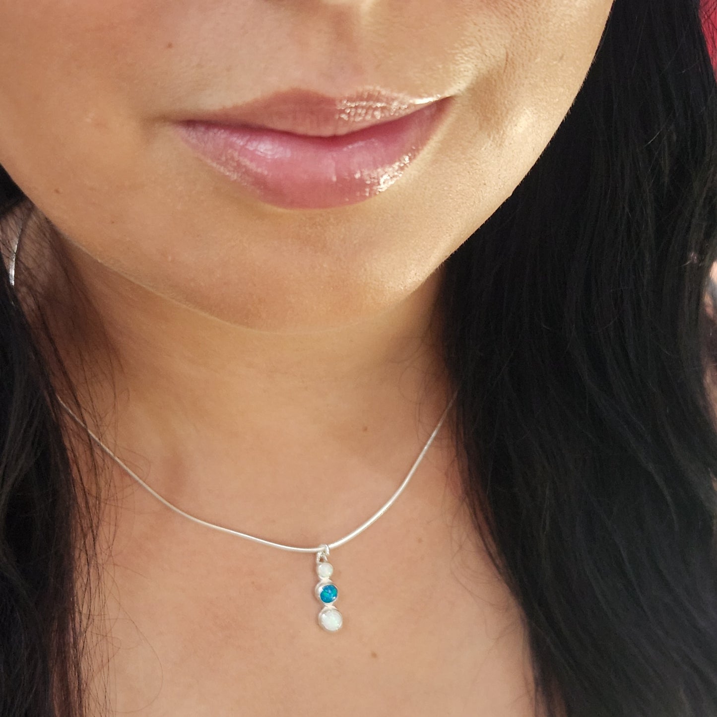 Opal Trio Necklace – Luna Flame | The Chromalight Collection