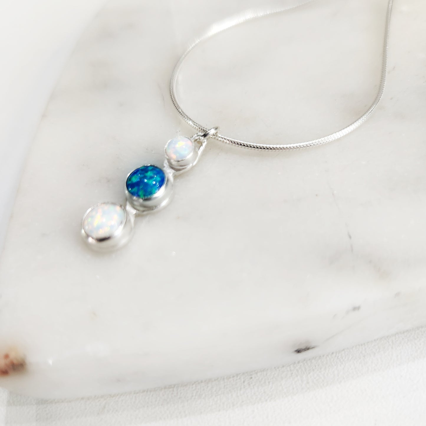 Opal Trio Necklace – Luna Flame | The Chromalight Collection