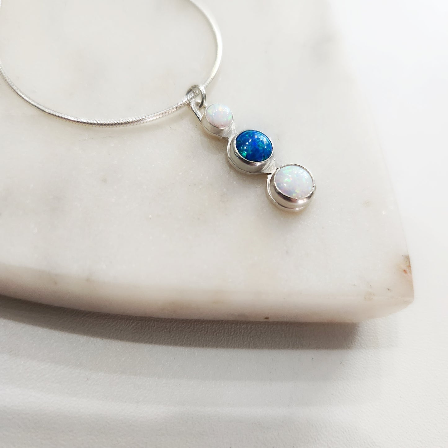 Opal Trio Necklace – Luna Flame | The Chromalight Collection