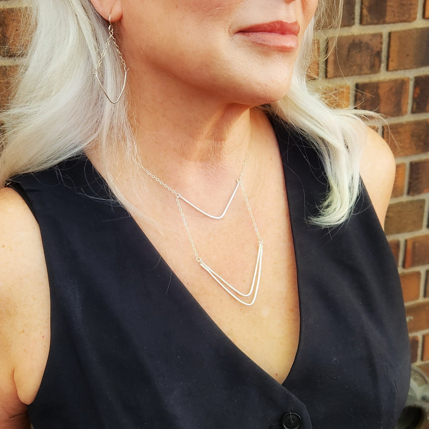 V-Luxe Earrings – Hammered V Drops in Gold or Silver | Bold Lightweight Jewelry by Lepa Jewelry