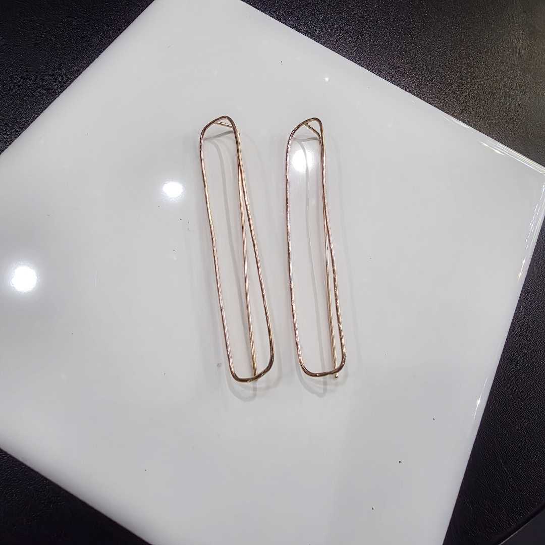 Long Paperclip Threader Earrings – Minimalist 3" Drop Earrings in Argentium Silver, Gold-Filled & Rose Gold-Filled | Handmade by Lepa Jewelry