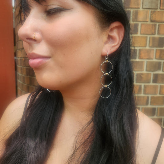 Linear Luxe: Day Edition Shoulder Dusters – Short Argentium Silver & Gold-Fill Statement Earrings