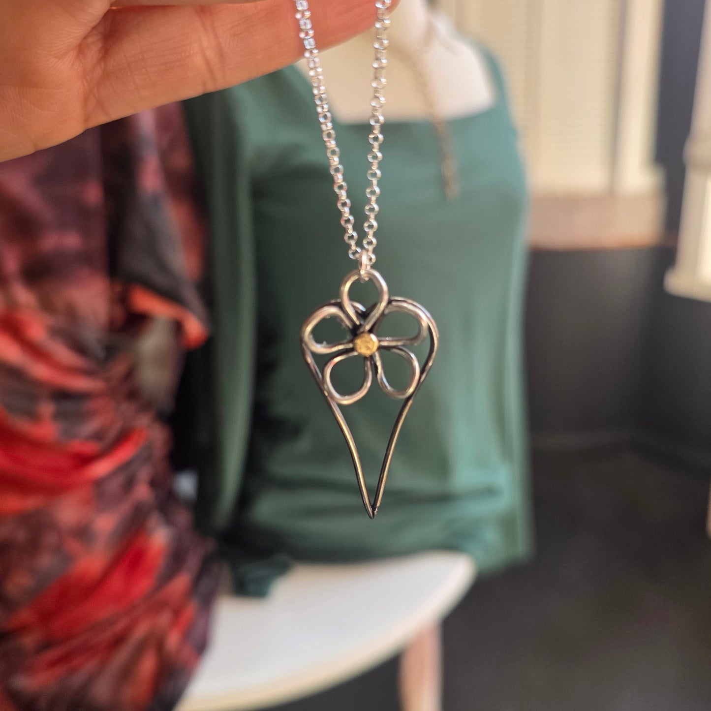 Wild Rose Heart Necklace