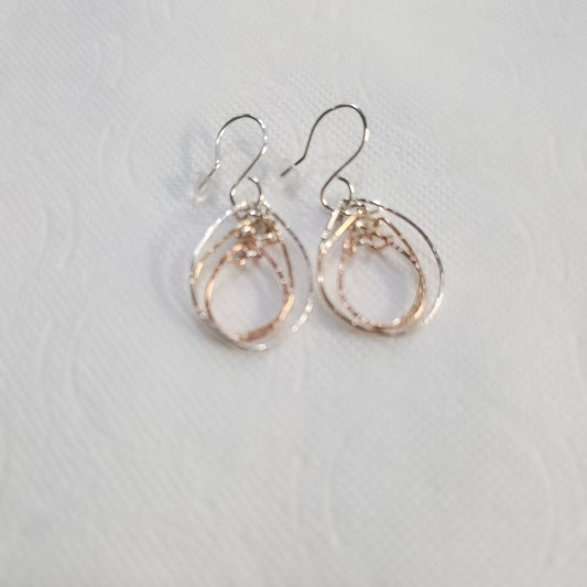 Tri Color Ovals Earrings (Short)