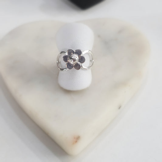 Handmade Argentium silver daisy flower ring, Andra Bloom Ring, Lepa Jewelry