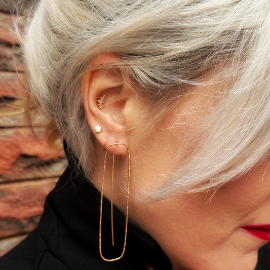 Long Paperclip Threader Earrings – Minimalist 3" Drop Earrings in Argentium Silver, Gold-Filled & Rose Gold-Filled | Handmade by Lepa Jewelry