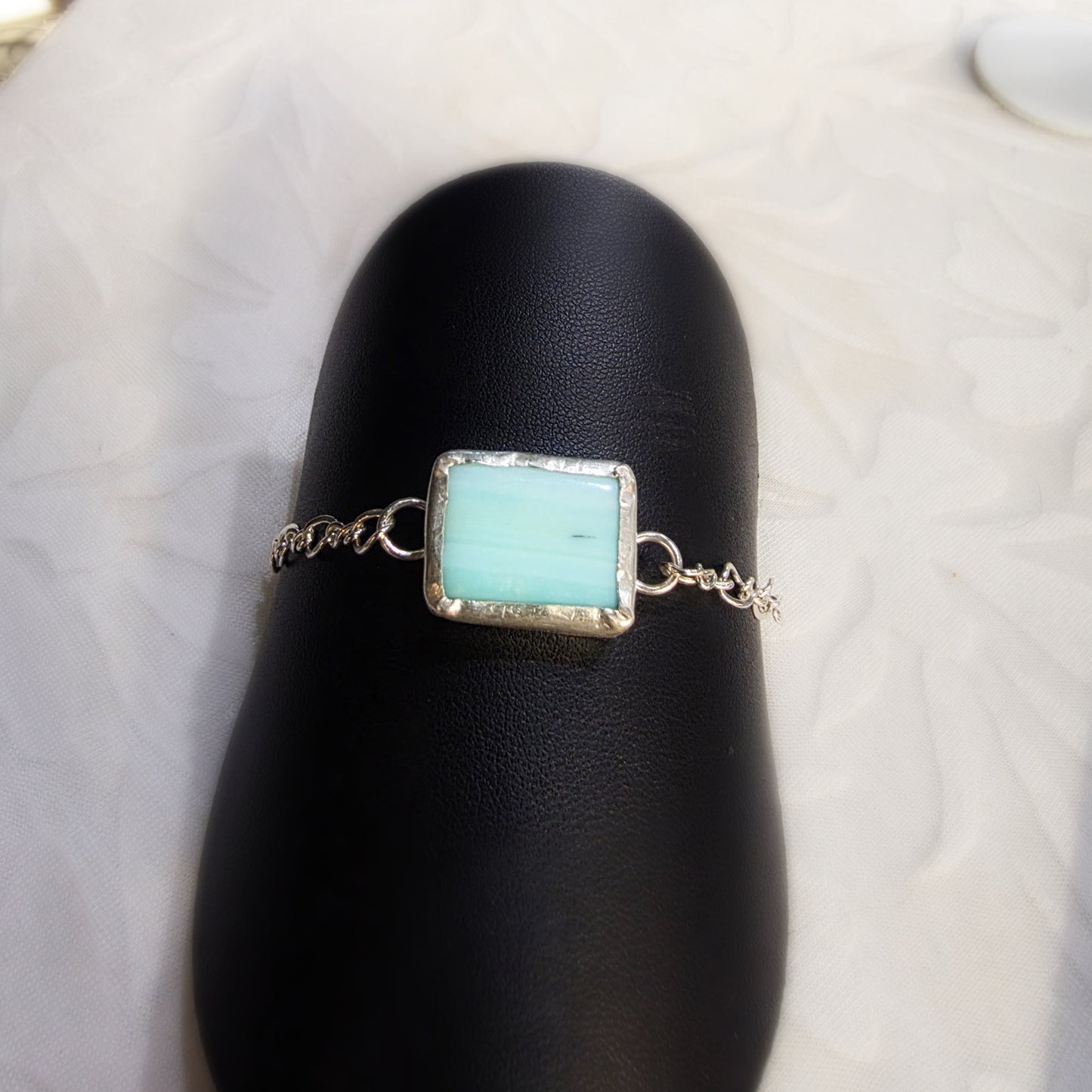 Caribbean Soul Bracelet – Larimar & Argentium Silver Link Bracelet (Size 7)