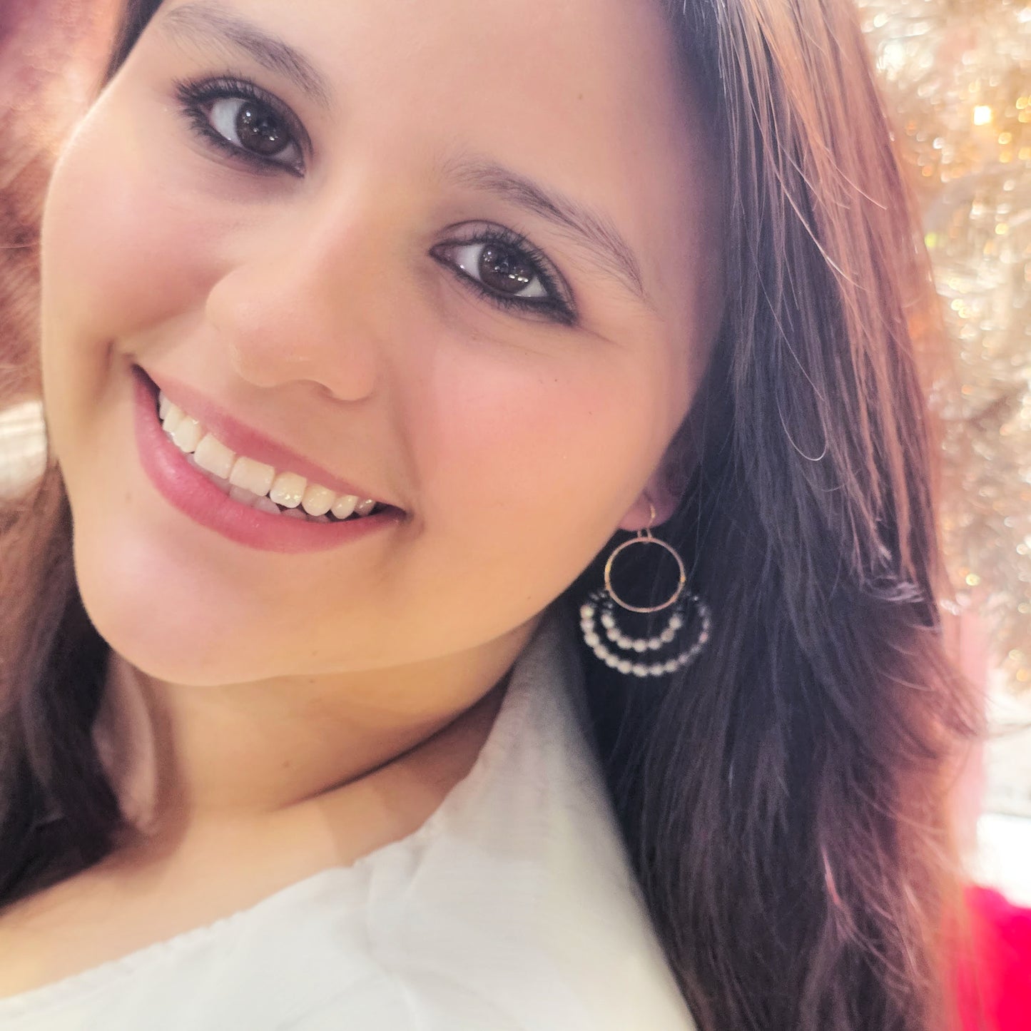 Layered Pearl Hoop Earrings – Gold-Filled with Hematite Accents