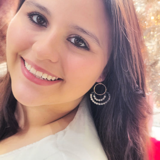 Layered Pearl Hoop Earrings – Gold-Filled with Hematite Accents