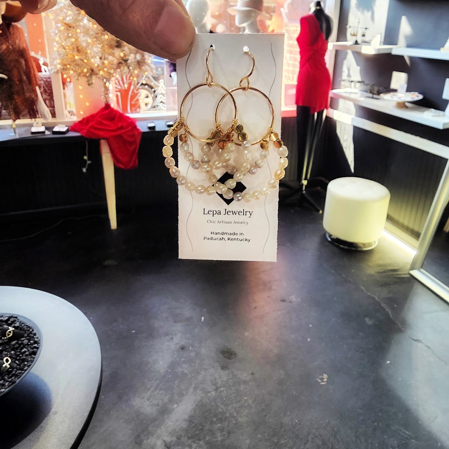 Layered Pearl Hoop Earrings – Gold-Filled with Hematite Accents