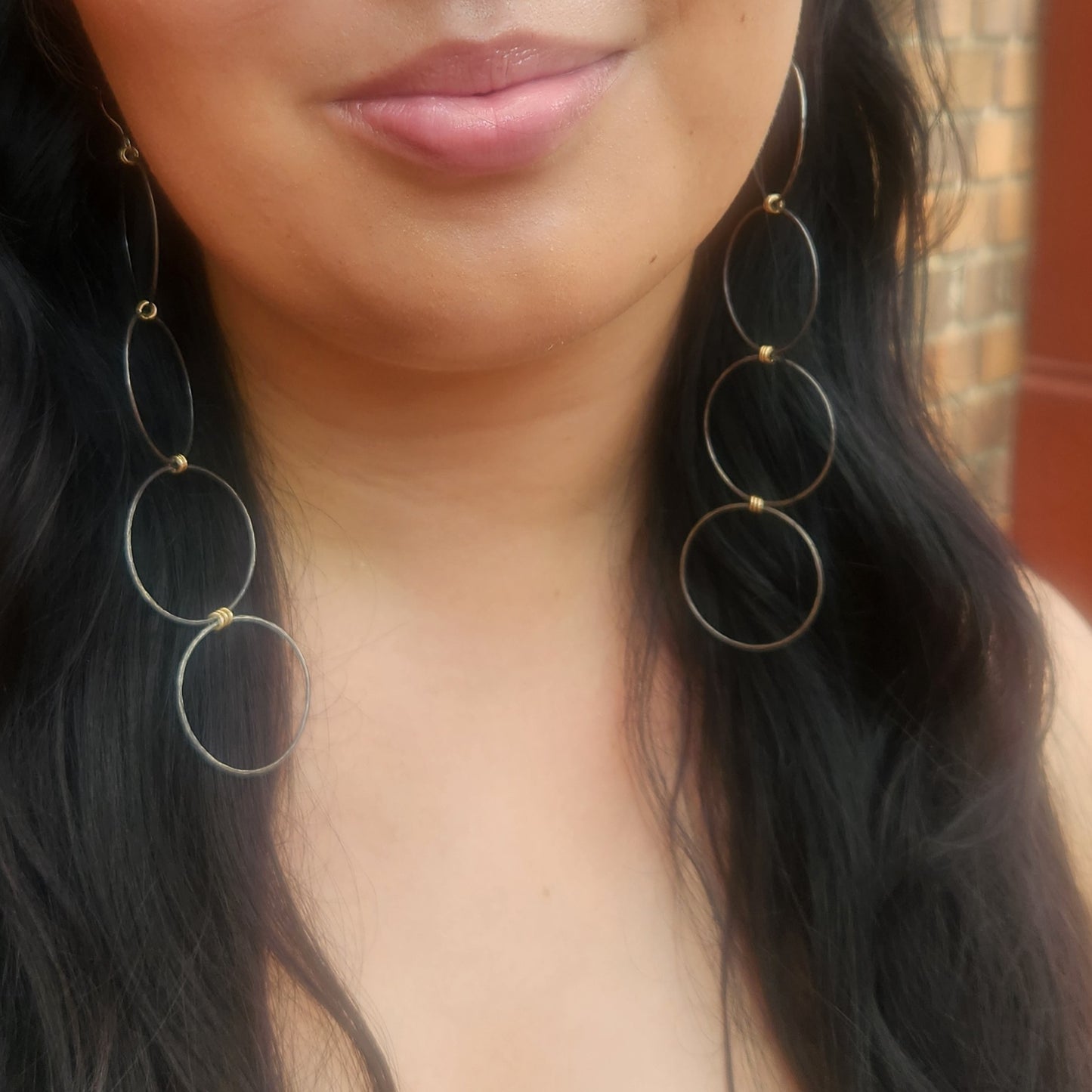 Signature Cocktail Shoulder Duster Earrings – Argentium Silver & Gold-Fill | Extra Long Statement Hoops