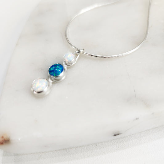 Opal Trio Necklace – Luna Flame | The Chromalight Collection