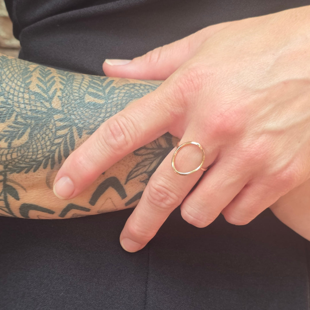 Open Geometric Gold-Filled Ring – Minimalist Hand-Forged Statement Ring