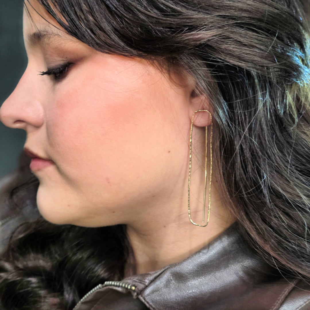 Long Paperclip Threader Earrings in Gold-Filled – modern handcrafted jewelry