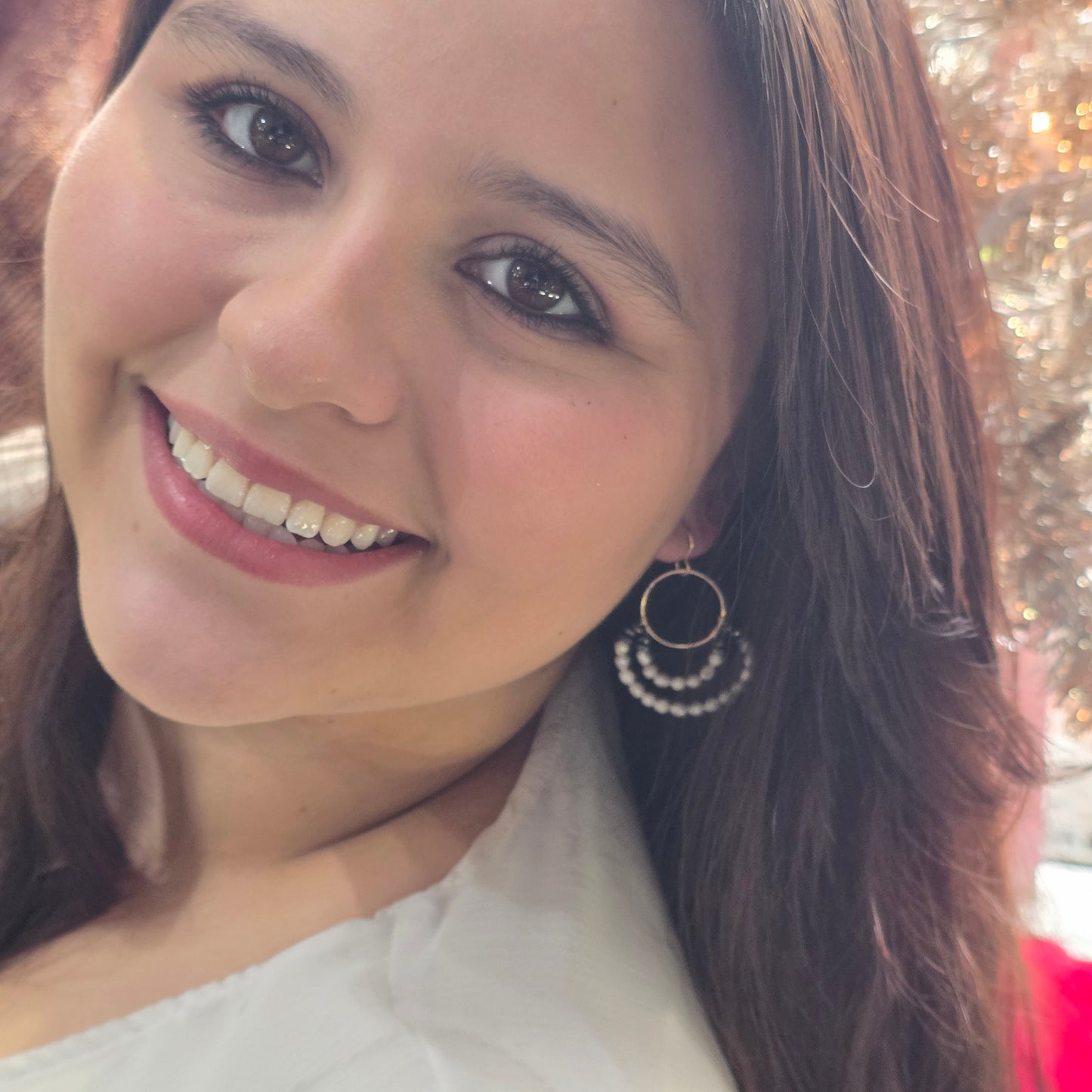 Layered Pearl Hoop Earrings – Gold-Filled with Hematite Accents