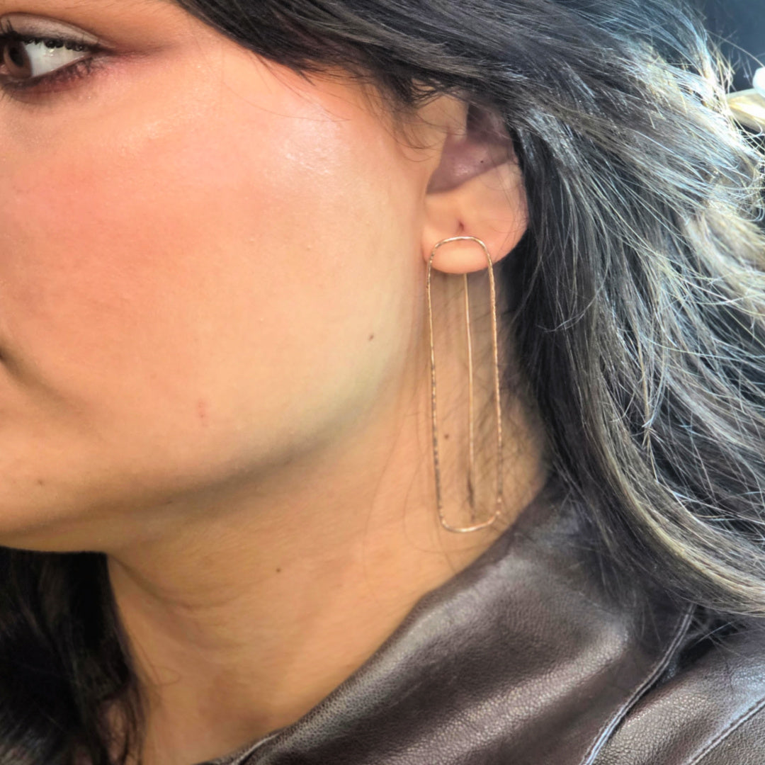 Long Paperclip Threader Earrings in Rose Gold-Filled – elegant 3" drop earrings