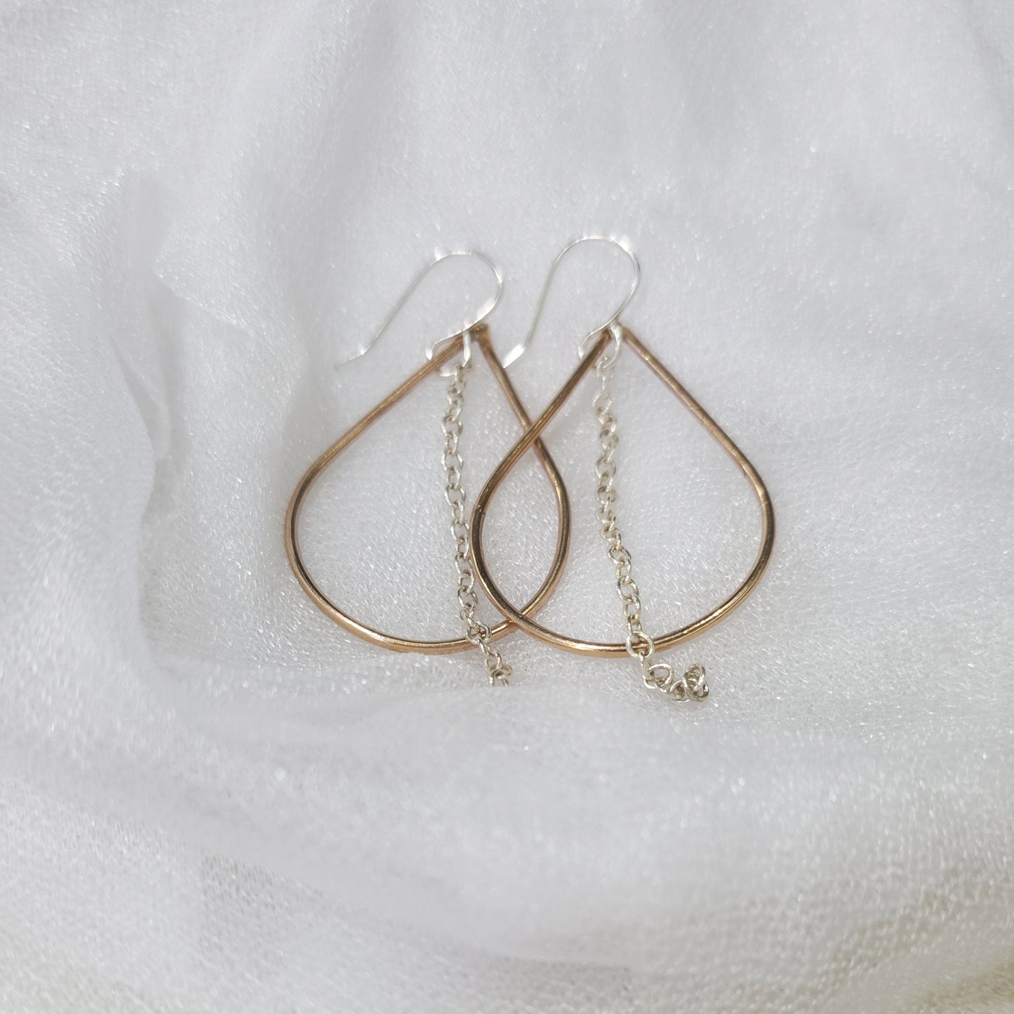 Mixed Metal Chain Teardrop Earrings
