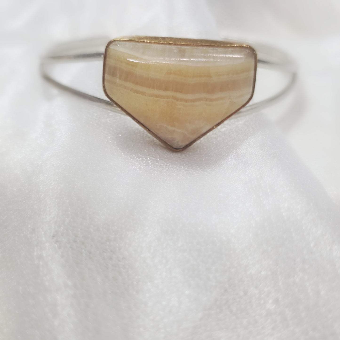White Onyx Triangle Split Cuff – Argentium Silver & Brass | One-of-a-Kind
