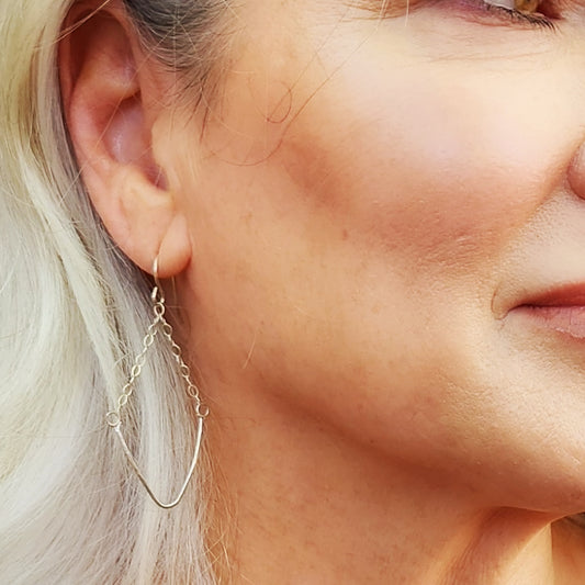 V-Luxe Earrings – Hammered V Drops in Gold or Silver | Bold Lightweight Jewelry by Lepa Jewelry